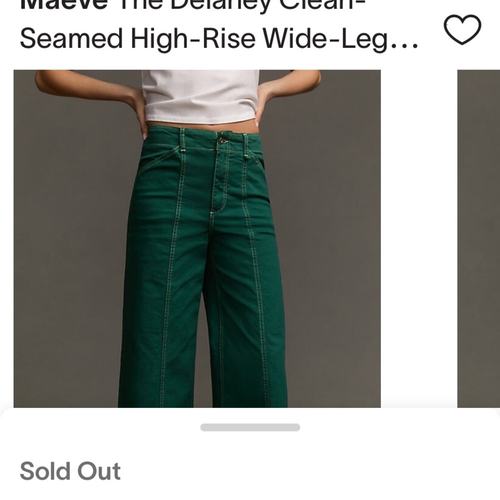 Maeve Green High-Rise Wide-Leg Jeans